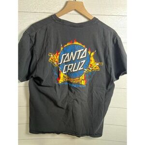 Santa Cruz LARGE Knox Firepit Dot Skateboarding Skater Skating Black T Shirt